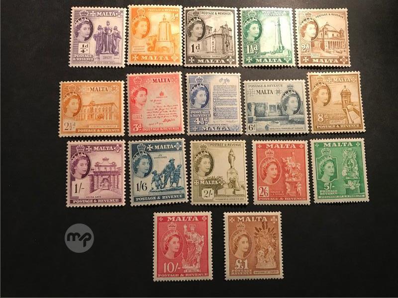 Malta stamps - JB 246-262 - 1956 Definitive set - MNH | Maltapark