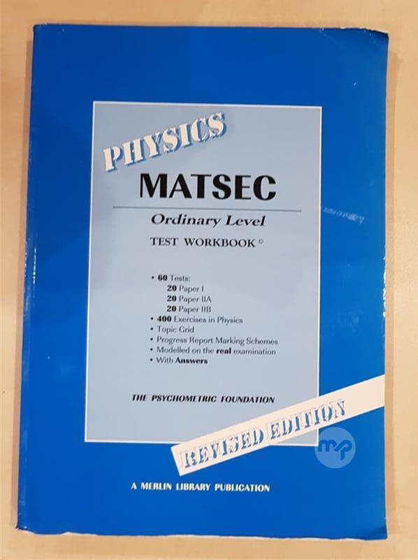 Matsec Physics Matsec Ordinary Level Test Workbook (blue) | Maltapark