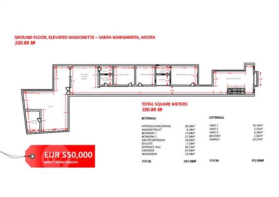 ELEVATED GROUND FLOOR MAISONETTE + 2 CAR GARAGE WITH OVER 300sqm!! SANTA MARGERITA AREA, MOSTA, Mosta