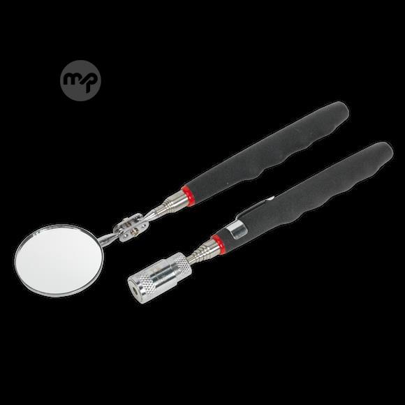 2pc Telescopic LED PickUp Tool & Inspection Mirror Set