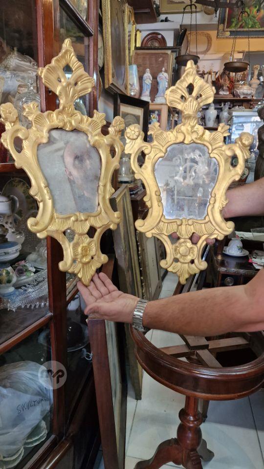 Pair Fine Genuine Antique,around 200 years old, Carved wood and gilded