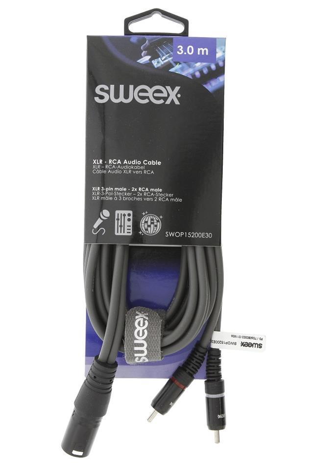 Stereo Cable XLR 3p (M) 2x RCA Male 3m Dark Gray Maltapark