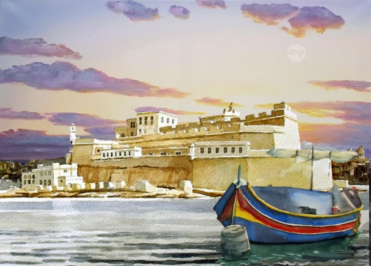 MALTA FISHERMEN LUZZU-------- ORIGINAL HAND PAINTING OIL ON CANVAS ...